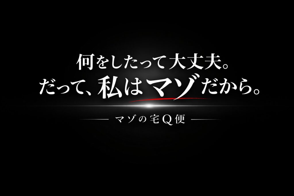 何をしたって大丈夫。だって、私はマゾだから。 マゾの宅Q便